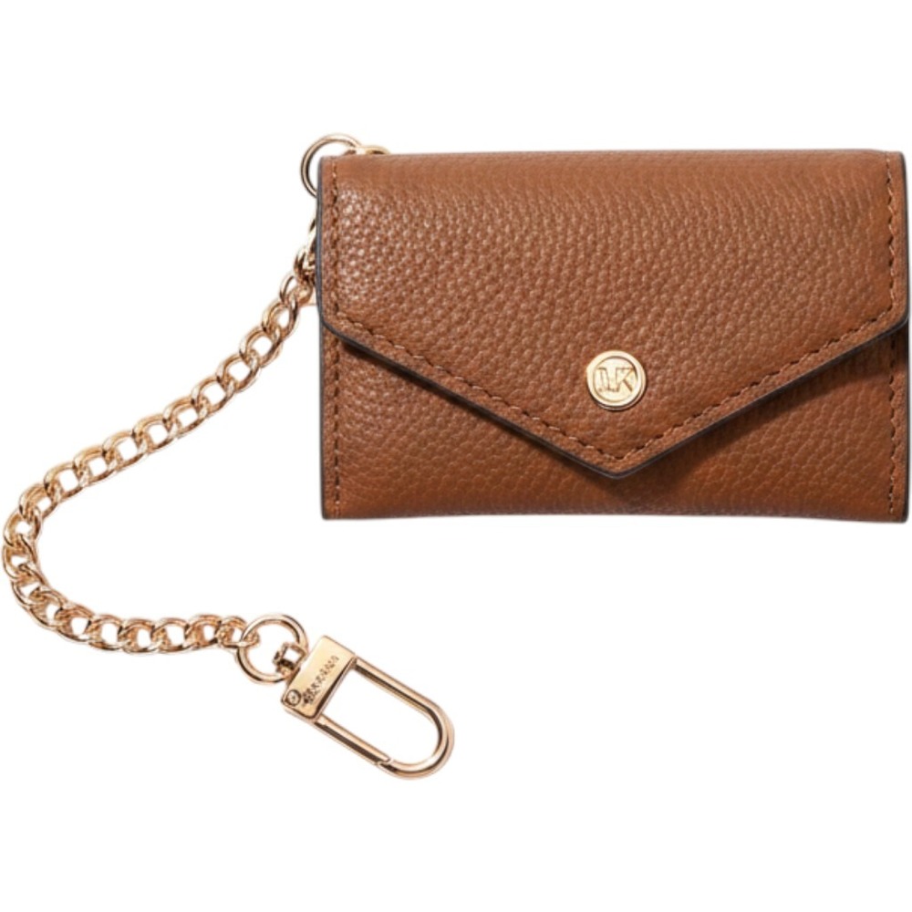 Anne Klein Cognac Brown Pebbled Vegan Leather Mini Envelope Card Case Keychain